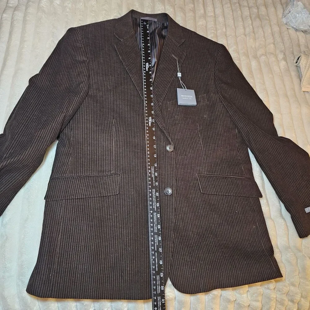 Madison Corduroy Pinstripe Brown Sport Coat Mens 44S NWT